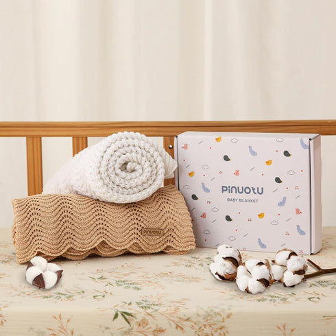 3140 Inch Cotton Knitted Baby Blanket Neutral Swaddle Receiving Blanket for Newborn, Toddler, Boys & Girls, Crib