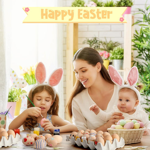 60 Beeveer Pcs Wooden Eggs for Crafts Unpainted Eggs with Blank Egg Cartons, Wooden Fake Food Egg to Paint for Easter