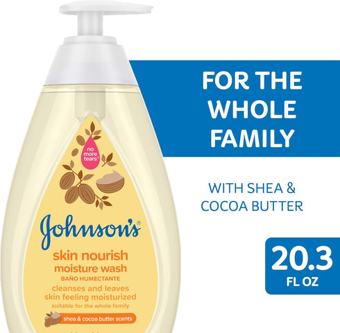 20.3 oz Johnson's Baby Skin Nourishing Moisture Baby Body Wash with Shea & Cocoa Butter, Hypoallergenic & Tear Free