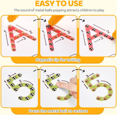 Set GAMENOTE Double Sided Magnetic Letter & Number Board - Alphabet & Numbers Tracing Board for Toddlers, ABC Uppercase