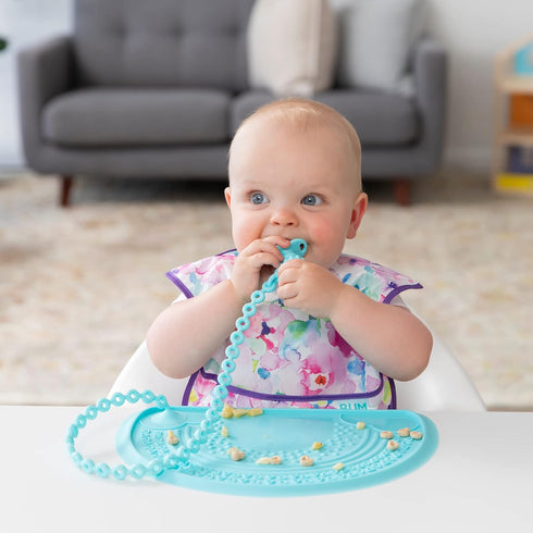 Bumkins Pacifier Clip Feeding Supplies for Baby Girl or Boy, Safe Platinum Silicone Toy Straps for Teether, Blue