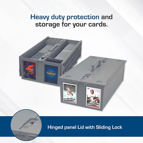 BCW Large Collectible Card Bin for up to 1600 Cards - Gray Plastic Storage Box for Trading Cards, Pokemon, MTG