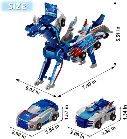 TEZKIM Collision Transforming Dinosaur Car Toy, Magnetic Dinosaur Transformer Car for Boys & Girls Party Favors