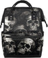 Hsnar Skull Skeleton Print Waterproof Diaper Bag Backpack Large Capacity Baby Bag with