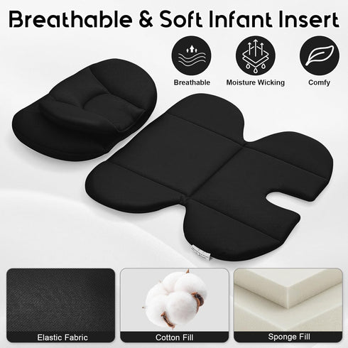 2 Infant Car Seat Insert with Headrest for Preemie to Toddler, Thickened Baby Car Seat Head Support for Side Impact