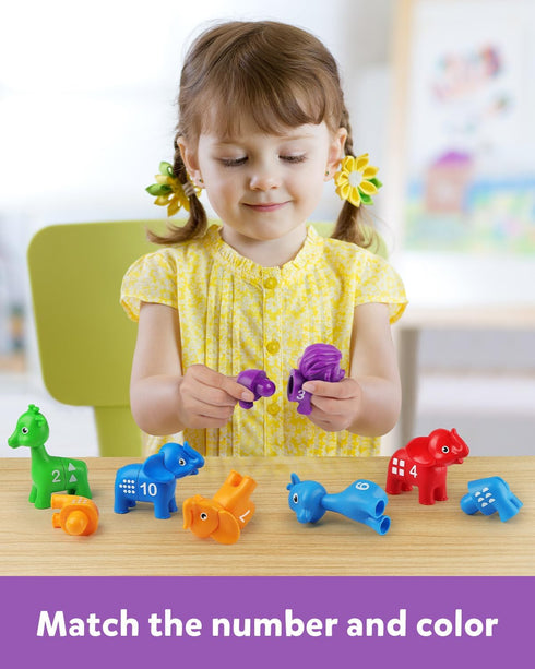 Set, 10pcs Counting 3 4 5 Coogam Number Matching Toy Double-Sided Animal Number Game, Preschool Montessori Fine Motor