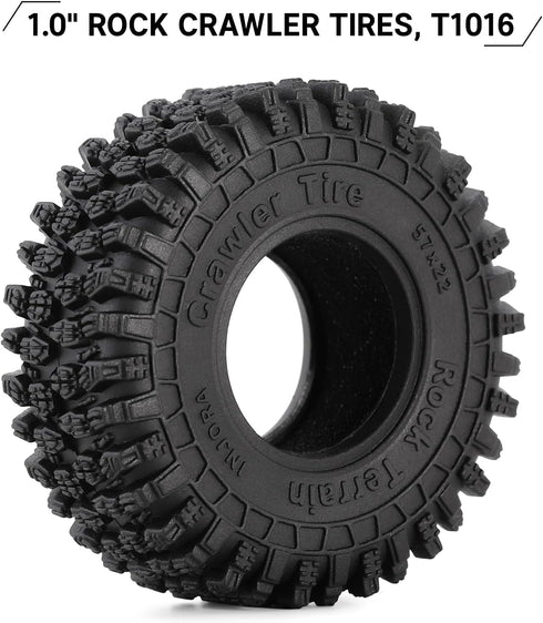 INJORA 1.0 Tires - 57 * 22mm S5 Super Soft Sticky Crawler Tires for TRX4M Axial AX24 SCX24 FCX24 Enduro24 Upgrade,T1016
