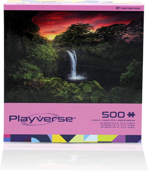Rainbow Falls, Hawaii Waterfall - 500 Piece Jigsaw Puzzle for Adults, 20.4 in. x 14.9 in. | 52 x 38 cm