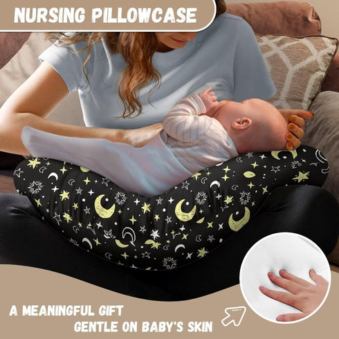 Kathyboom Moon Nursing Pillowcase, Ultra Soft Breathable Nursing Pillow for Maternity Mom, Stretchy Baby Support Pillow
