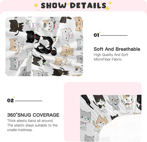 Cozy 28x52 Kigai Cute Cats Crib Sheet for Boys and Girls Jersey Knit Fitted Crib Sheet Soft Breathable Baby Crib Sheet