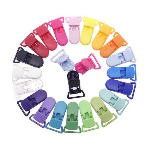 25Pcs Pacifier Clips Holders for DIY Teething Toys, Baby Blankets, Bib Holder Suit for 20mm Ribbon (Mix 20 Color)