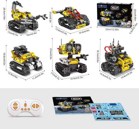 5 1 10+ (560 CUBIMANA Robot Building Toys for Kids - in Remote- & App-Controlled Robots Toy, RC Wall/Engineering/Mech
