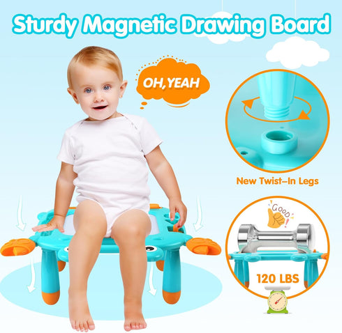 Toddler Toys 2-3, Crab Magnetic Drawing Board for 1 Year Old, Mess-free Educational Learning Toys for 2 Year Olds