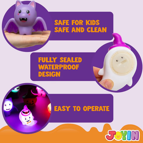 JOYIN 6 Pcs Halloween Light-Up Bath Toys - Flashing LED Light Floating Bathtub Toys for Baby Toddler Water Games