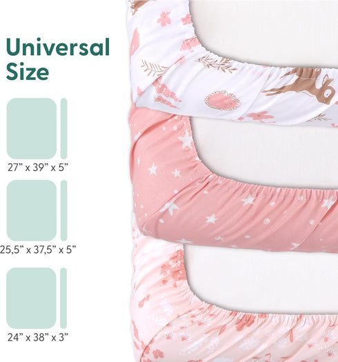 3-Pack Pack Pack The Peanutshell Fitted Playard Sheets - Soft & Breathable Baby Girl Mini Crib Sheets, N Play Mattress