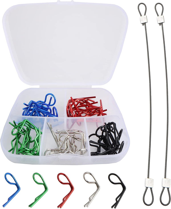 50 Pieces 90-Degree Angle Body Clips, Bent Springy Pins & RC Car Clip Pin Steel Wires for 1/8 1/10 1/12 Scale RC Cars