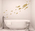Mermaid Wall Decals, Nautical Sea Ocean Dolphin Vinyl Stickers for Bathroom, Nursery Decor, Home Art Mural A56 (Gold)