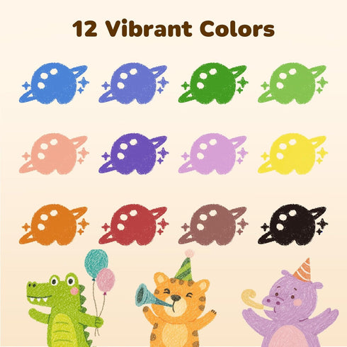12 4-8 1-3, JUPITEARTH Colors Crayons for Kids Ages with Coloring Book & Bonus Stickers, Non-Toxic & Washable Triangle