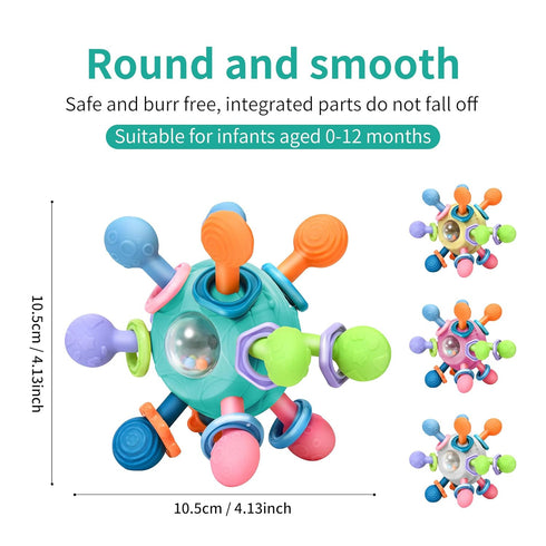 Baby Montessori Teething Toys for 0-6 6-12 Months, BPA Free Sensory Chew Rattle Toys for Newborn Infant Development