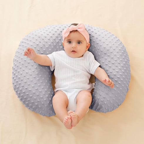 Plush Dot Nursing Pillow Cover - Gray Breastfeeding Slipcover