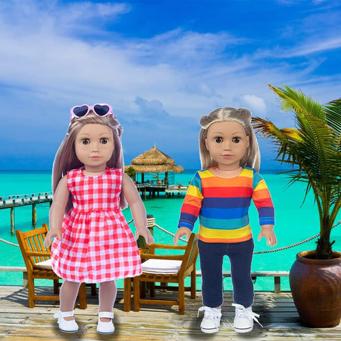 ebuddy 8 Sets Doll Clothes and Accessories with Shoes, Backpack, Glasses, Camera for 18 Inch Girl Doll (Doll not