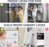 PAULTEMP 2 Pack Child Safety Cabinet Locks for Baby Proofing, Length Adjustable Latch Straps Dual Button Design