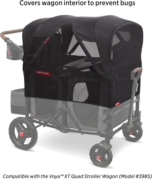 Radio Flyer Voya Stroller Wagon Accessory, Mosquito Netting Cover with Bag for 4 Seater High Sides Stroller Wagon