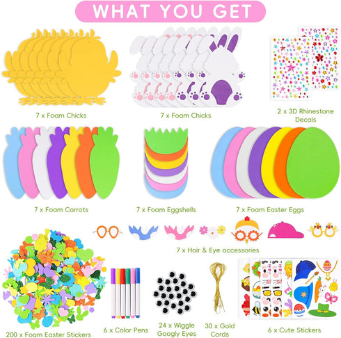 Garma Easter Craft Kit with 312 PCS Foam Stickers Set, Including Easter Eggs, Bunnies, Chicks, Carrots, Decorations for Kids Party Favors Supplies by Garma