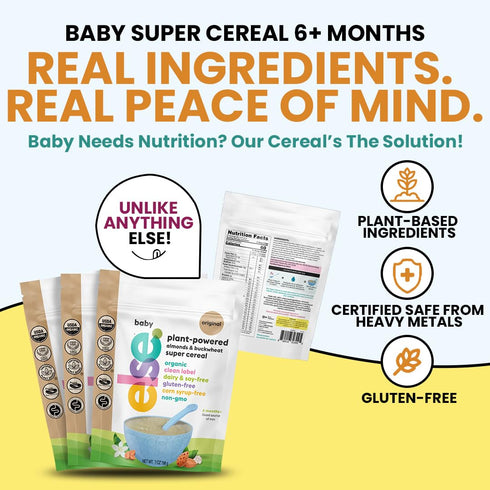 6+ Pack 1) Else Nutrition Organic Baby Cereal Months Infants - Easy prep Wholefood PlantPowered Baby Cereal