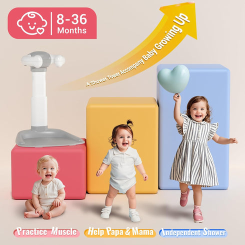 BALLA BALEIN 8-36 Baby Shower Standing Support,Adjustable Toddler Bath Stand with Anti-Slip Baseboard,for Changing