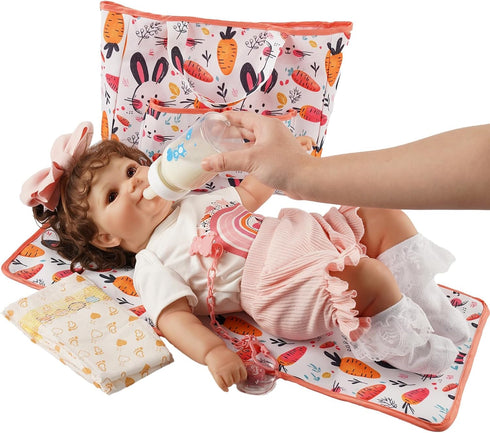 7 Set 17-22 Inch Set, BABESIDE Pcs Reborn Doll Accessories for Dolls, Feeding and Care Including Diaper Bag, Great
