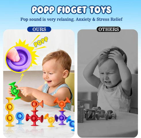 Baby Bath Toys Suction Toy: No Hole Bath Toy for Baby Toddlers Sensory Fidget Toys for Autism Fine Motor Skills Suction