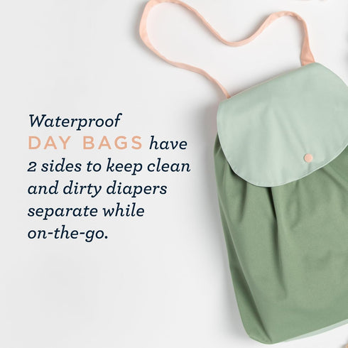 Esembly Day Bag Reusable Wet and Dry Bag Made From Recycled Fabric With Dual Waterproof Compartments for Cloth Diapers