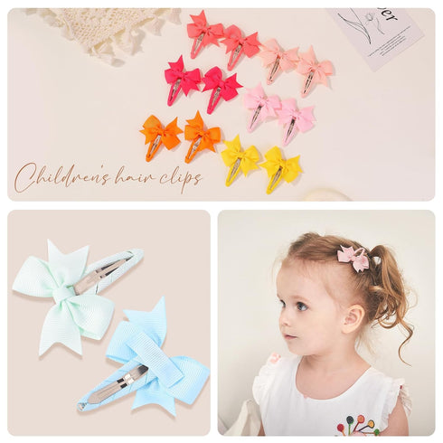 40PCS Snap Baby Hair Bows Clips for Girls, Grosgrain Ribbon Fully Wrapped 2 Inch Infant Hair Barrettes