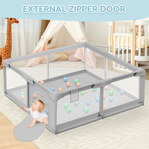 Baby Playpen Playard, 50x50 Baby Fence with Gate, Sturdy Safety Indoor & Outdoor Activity Center