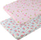 Pack n Play Playard Fitted Sheets 2 Pack Set for Baby Girl, Soft Stretchy Jersey Knit Portable Mini Crib Cover, Pink