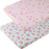 Pack n Play Playard Fitted Sheets 2 Pack Set for Baby Girl, Soft Stretchy Jersey Knit Portable Mini Crib Cover, Pink