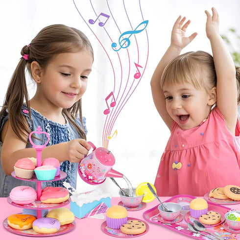 Set 3-5,PRE-WORLD Set 3-6 Tea Party for Toddles Musical Kids Tea for Little Girls