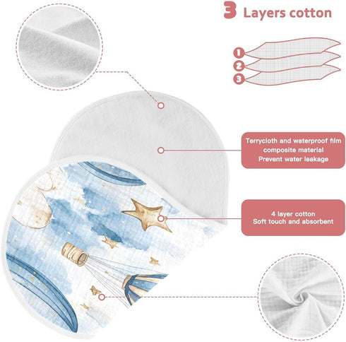 YETTASBIN Hot Air Balloon Muslin Baby Burp Cloth, Super Soft Absorbent Cotton Burp Rag Baby Bibs Feeding Cloth