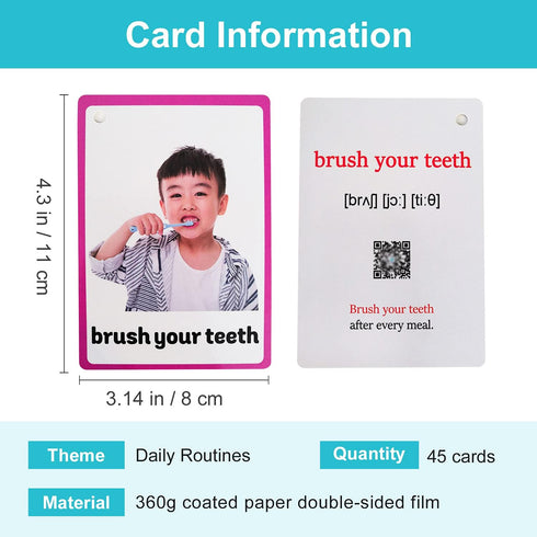 Lilias Daily Routines Flash Cards - Toddler Learning Toys, Preschool Learning Toys, Homeschool Supplies, 45 Cards in