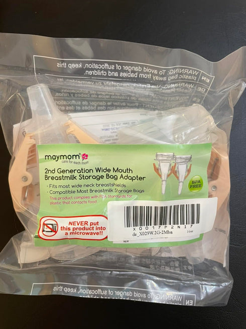 Maymom Milkbag Adapter, Widemouth 2nd Generation; Compatible with Spectra Avent Pumps; 2pc - Most Milkbags including