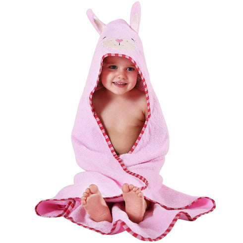 MICHLEY Animal Face Hooded Baby Towel Cotton Bathrobe for Boys Girls Light Pink 0-6 Year