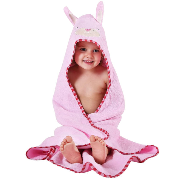 MICHLEY Animal Face Hooded Baby Towel Cotton Bathrobe for Boys Girls Light Pink 0-6 Year