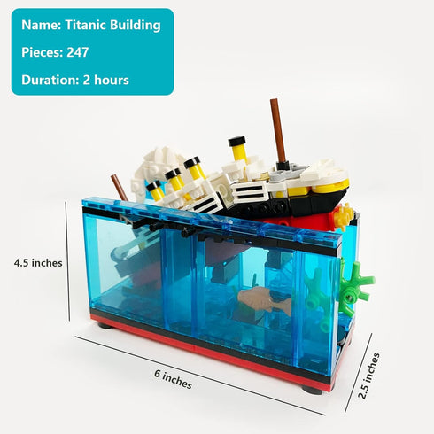 Titanic Sink and Break in Half Toy Building Blocks, Titanic Cruise Ship Model Toy, 247 PCs Kit