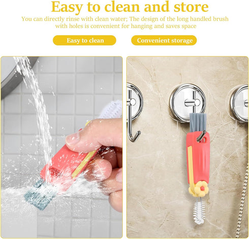 YLMFTNU 12Pcs 3 1 in Cup Lid Gap Cleaning Brush, Long Water Bottle Straw Cleaner Brush, Crevice Cleaning Brush Tools