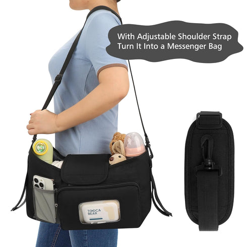 Accmor Universal Stroller Organizer with Insulated Cup Holder, Stroller Caddy Bag Accessories, Stroller Cup Holder