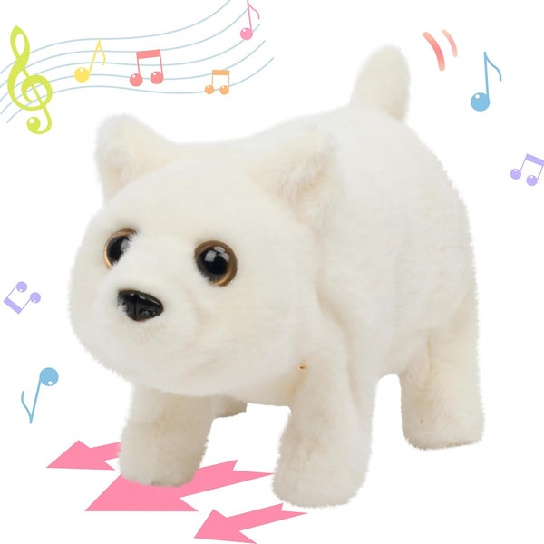 Hopearl Walking Polar Bear Interactive Electronic Pet Plush Toy with Sounds and Movements, 9''