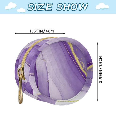 Purple Texture Round Pacifier Storage Case with Zipper, Portable Pacifier Case for Travel, Diaper Bag & Purse, Pacifier