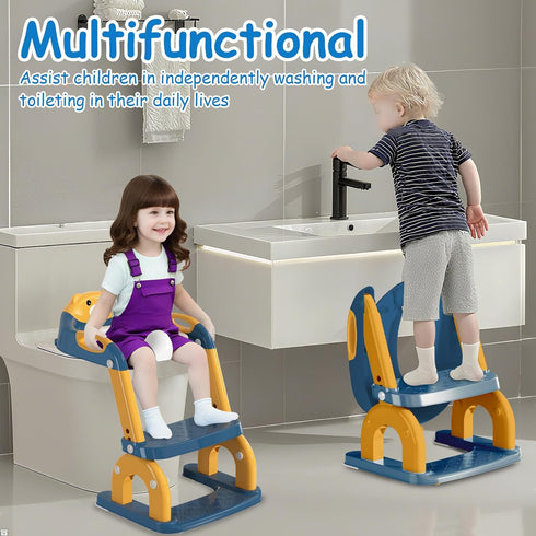 kimitimi 2-in-1 Potty Training Seat with Step Stool for Toddlers - Upgrade Toilet Seat Toilet Ladder for Kids Children