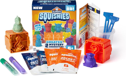 Elmer’s 12 Piece DIY Squishy Toy Kit, Kids’ Activity Kit Creates 2 Mystery Characters